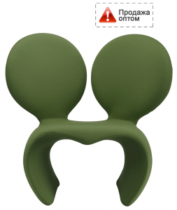 Кресло лаунж с обивкой Qeeboo Don't F**k With The Mouse сталь, пенополиуретан, ткань зеленый Фото 1