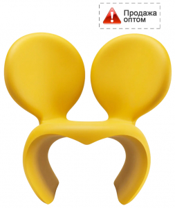 Кресло лаунж пластиковое Qeeboo Don't F**k With The Mouse полиэтилен желтый Фото 1