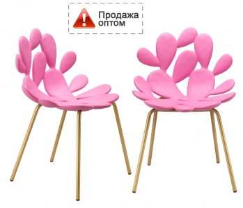Комплект пластиковых стульев Qeeboo Filicudi Set 2 металл, полиэтилен латунь, ярко-розовый Фото 1