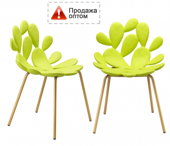 Комплект пластиковых стульев Qeeboo Filicudi Set 2 металл, полиэтилен латунь, желтый Фото 1