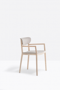 Кресло деревянное с мягкой обивкой PEDRALI Tivoli ясень, ткань беленый ясень, светло-серый Фото 4