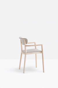 Кресло деревянное с мягкой обивкой PEDRALI Tivoli ясень, ткань беленый ясень, светло-серый Фото 5