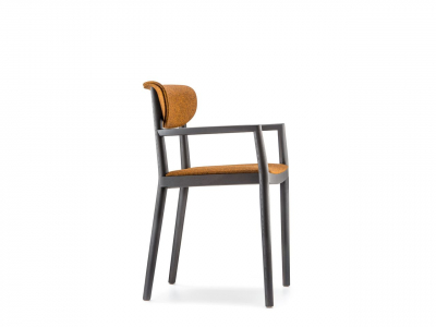 Кресло деревянное с мягкой обивкой PEDRALI Tivoli ясень, ткань черный ясень, оранжевый Фото 5