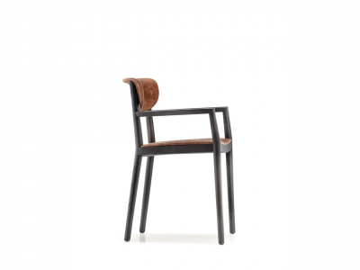 Кресло деревянное с мягкой обивкой PEDRALI Tivoli ясень, ткань черный ясень, оранжевый Фото 6