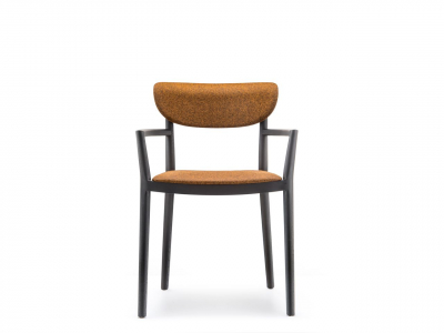 Кресло деревянное с мягкой обивкой PEDRALI Tivoli ясень, ткань черный ясень, оранжевый Фото 7