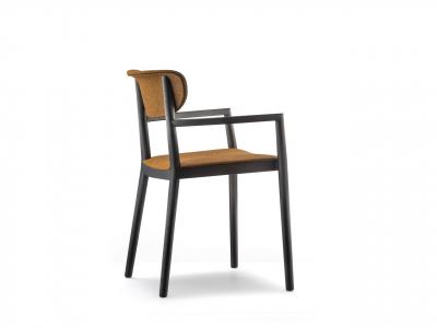 Кресло деревянное с мягкой обивкой PEDRALI Tivoli ясень, ткань черный ясень, оранжевый Фото 8