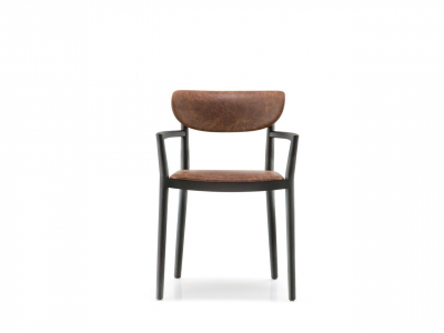 Кресло деревянное с мягкой обивкой PEDRALI Tivoli ясень, ткань черный ясень, оранжевый Фото 9