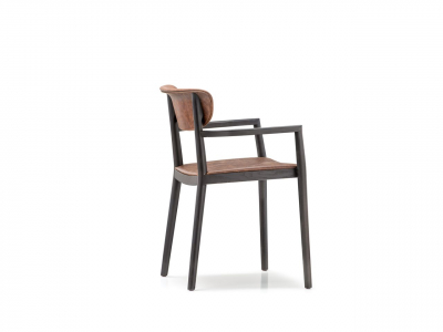 Кресло деревянное с мягкой обивкой PEDRALI Tivoli ясень, ткань черный ясень, оранжевый Фото 10