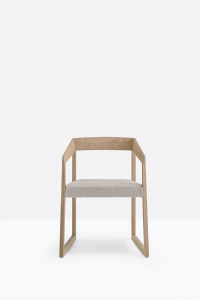 Кресло деревянное мягкое PEDRALI Sign дуб, ткань беленый дуб, светло-серый Фото 6