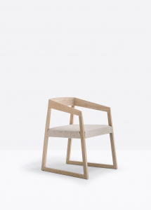 Кресло деревянное мягкое PEDRALI Sign дуб, ткань беленый дуб, светло-серый Фото 5