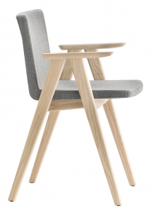 Кресло деревянное с обивкой PEDRALI Osaka ясень, ткань беленый ясень, светло-серый Фото 1
