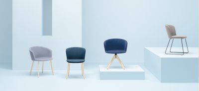 Кресло деревянное с обивкой PEDRALI Nym ясень, ткань беленый ясень, синий Фото 5