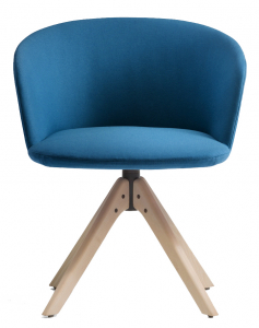 Кресло деревянное с обивкой PEDRALI Nym ясень, ткань беленый ясень, синий Фото 1