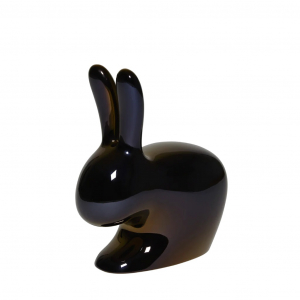 Стул пластиковый Qeeboo Rabbit Metal Finish полиэтилен жемчужный черный Фото 4