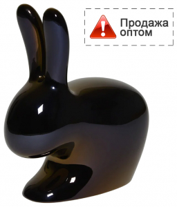 Стул пластиковый Qeeboo Rabbit Metal Finish полиэтилен жемчужный черный Фото 1