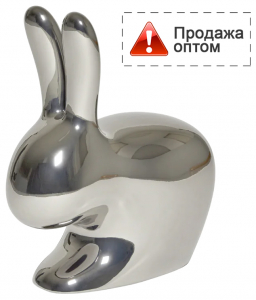 Стул пластиковый детский Qeeboo Rabbit Baby Metal Finish полиэтилен серебристый Фото 1