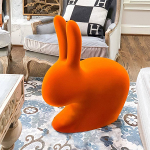 Стул пластиковый Qeeboo Rabbit Velvet Finish полиэтилен оранжевый Фото 8