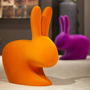 Стул пластиковый Qeeboo Rabbit Velvet Finish полиэтилен оранжевый Фото 11