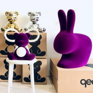 Стул пластиковый Qeeboo Rabbit Velvet Finish полиэтилен фиолетовый Фото 11