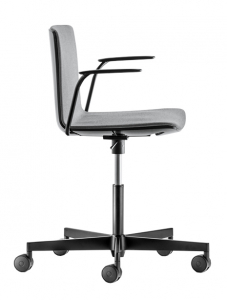 Кресло офисное на колесах PEDRALI Noa алюминий, поликарбонат, ткань черный, серый Фото 1