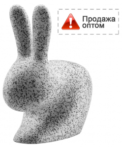 Стул пластиковый Qeeboo Rabbit Dots полиэтилен белый, черный Фото 1