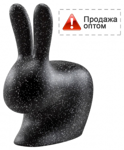 Стул пластиковый Qeeboo Rabbit Dots полиэтилен черный, белый Фото 1