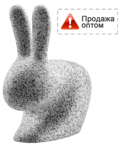 Стул пластиковый детский Qeeboo Rabbit Baby Dots полиэтилен белый, черный Фото 1