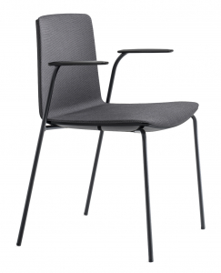 Кресло пластиковое с обивкой PEDRALI Noa сталь, ткань черный, темно-серый Фото 1