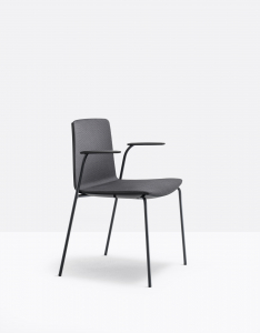 Кресло пластиковое с обивкой PEDRALI Noa сталь, ткань черный, темно-серый Фото 6