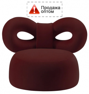 Кресло лаунж с обивкой Qeeboo Ribbon сталь, полиуретан, ткань бордовый Фото 1
