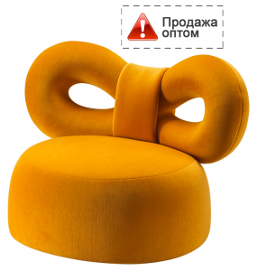 Кресло лаунж с обивкой Qeeboo Ribbon сталь, полиуретан, ткань оранжевый Фото 1