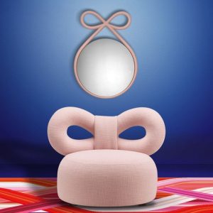 Кресло лаунж с обивкой Qeeboo Ribbon сталь, полиуретан, ткань нежный розовый Фото 6