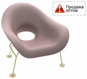 Кресло лаунж пластиковое Qeeboo Pupa Brass Base IN металл, полиэтилен латунь, розовый Фото 1