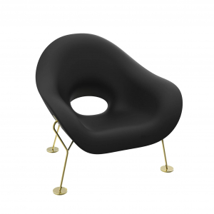 Кресло лаунж пластиковое Qeeboo Pupa Brass Base IN металл, полиэтилен латунь, черный Фото 4