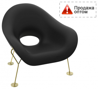Кресло лаунж пластиковое Qeeboo Pupa Brass Base IN металл, полиэтилен латунь, черный Фото 1