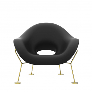 Кресло лаунж пластиковое Qeeboo Pupa Brass Base IN металл, полиэтилен латунь, черный Фото 5