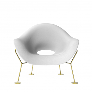 Кресло лаунж пластиковое Qeeboo Pupa Brass Base IN металл, полиэтилен латунь, белый Фото 4