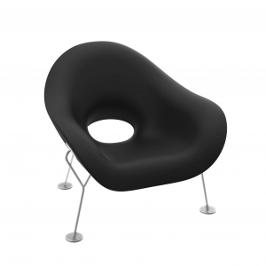 Кресло лаунж пластиковое Qeeboo Pupa Powder Coat OUT металл, полиэтилен черный Фото 5