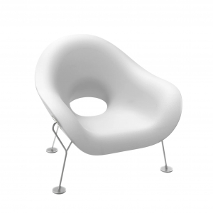 Кресло лаунж пластиковое Qeeboo Pupa Powder Coat OUT металл, полиэтилен белый Фото 4