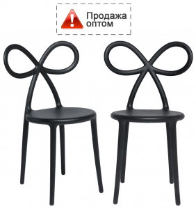Комплект пластиковых стульев Qeeboo Ribbon Set 2 полипропилен черный Фото 1