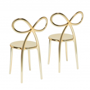 Комплект пластиковых стульев Qeeboo Ribbon Metal Finish Set 2 полипропилен золотистый Фото 6