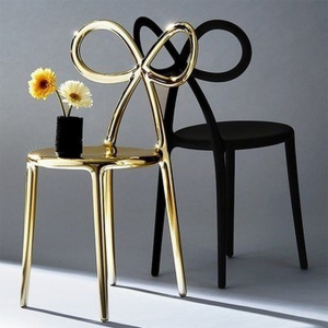 Комплект пластиковых стульев Qeeboo Ribbon Metal Finish Set 2 полипропилен золотистый Фото 19