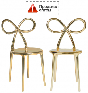 Комплект пластиковых стульев Qeeboo Ribbon Metal Finish Set 2 полипропилен золотистый Фото 1