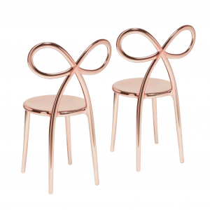 Комплект пластиковых стульев Qeeboo Ribbon Metal Finish Set 2 полипропилен розовое золото Фото 6