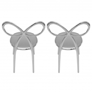 Комплект пластиковых стульев Qeeboo Ribbon Metal Finish Set 2 полипропилен серебристый Фото 5