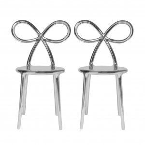 Комплект пластиковых стульев Qeeboo Ribbon Metal Finish Set 2 полипропилен серебристый Фото 7