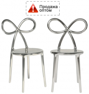 Комплект пластиковых стульев Qeeboo Ribbon Metal Finish Set 2 полипропилен серебристый Фото 1