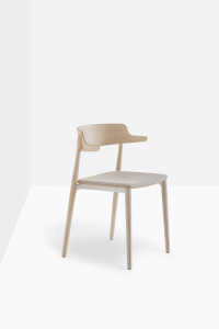 Кресло деревянное с мягким сиденьем PEDRALI Nemea алюминий, ясень, фанера, ткань беленый ясень, серый Фото 7
