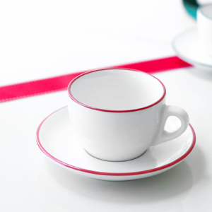 Кофейная пара для двойного капучино Ancap Verona Rims фарфор красный, ободок на чашке/блюдце Фото 6