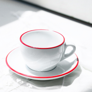 Кофейная пара для двойного капучино Ancap Verona Rims фарфор красный, ободок на чашке/блюдце Фото 7